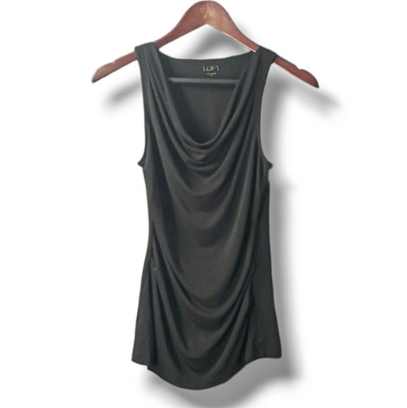 LOFT Tops - Vintage LOFT Cowl Neck Drapey Black Stretchy Top